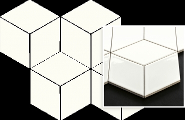 Мозаика Paradyz Uniwersalna Mozaika Prasowana Bianco Romb Hexagon 20,4x23,8 матовая
