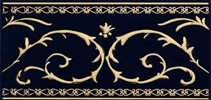 Бордюр Petracers Grand Elegance Gold Narciso B Su Blu Royal 10x20 глянцевый