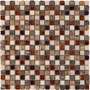 Мозаика Pixel Mosaic PIX721 Мрамор и стекло (15x15 мм) 30x30 матовая