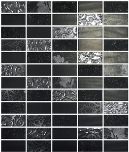 Мозаика Onix Mosaico Rev. Marbelous Flower Black Malla 26,2x31,8 глянцевая