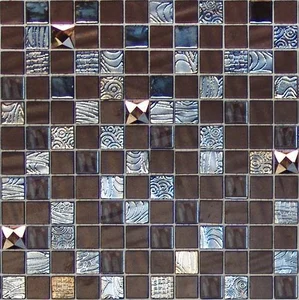 Мозаика Onix Mosaico Rev. Mystic Glass Diamond Brown Malla 31,1x31,1 глянцевая