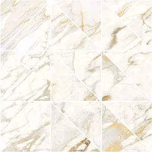 Мозаика Roberto Cavalli Lush Calacatta Oro Mosaico Triangoli 509159 29,6x29,6 глянцевая