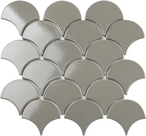 Мозаика Starmosaic Homework Fan Shape Dark Grey Glossy 27,4x29,3 глянцевая
