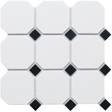 Мозаика Starmosaic Homework Octagon Big White Black Matt 30x30 матовая