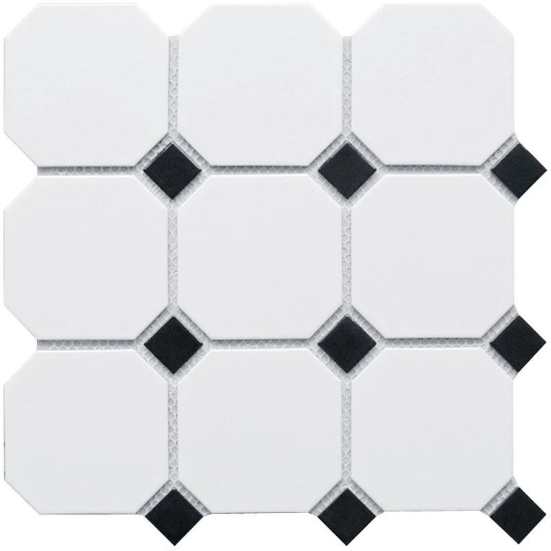 Мозаика Starmosaic Homework Octagon Big White Black Matt 30x30 матовая