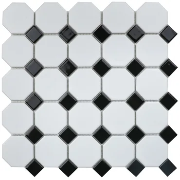 Мозаика Starmosaic Homework Octagon Small White Black Matt 29,5x29,5 матовая