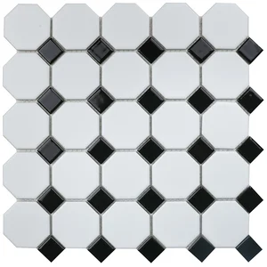 Мозаика Starmosaic Homework Octagon Small White Black Matt 29,5x29,5 матовая