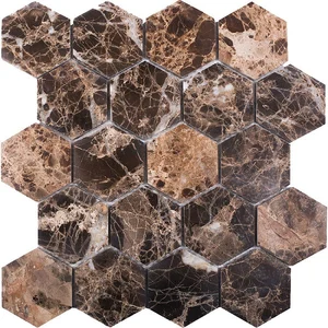 Мозаика Starmosaic Wild Stone Hexagon Dark Emperador Polished JMST6303P 26x28,2 полированная