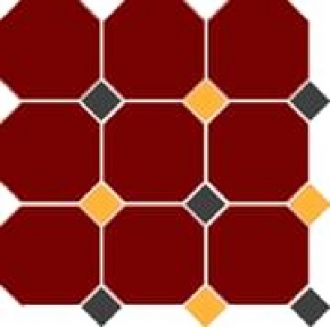 4420 OCT14+21-A Brick Red Octagon 20/Black 14 + Ochre Yellow 21 Dots