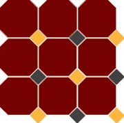 Керамогранит TopCer OCT20DOT2114-B Octagon New 4420 OCT21+14-B Brick Red Octagon 20/Ochre Yellow 21 + Black 14 Dots 30x30 матовый