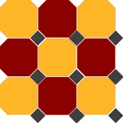 Керамогранит TopCer OCT2120DOT14-B Octagon New 4421/20 OCT14-B Brick Red 20 Ochre Yellow 21 Octagon/Black 14 Dots 30x30 матовый