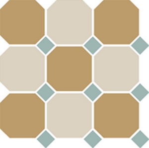 Керамогранит TopCer Octagon New 4403+16 Oct13-A Yellow 03 White 16 Octagon/Turquoise 13 Dots 30x30 матовый