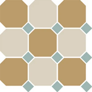 Керамогранит TopCer Octagon New 4403+16 Oct13-A Yellow 03 White 16 Octagon/Turquoise 13 Dots 30x30 матовый