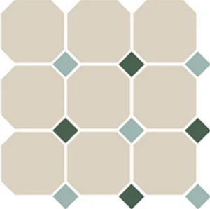Керамогранит TopCer Octagon New 4416 Oct13+18-A White Octagon 16/Turquoise 13 + Green 18 Dots 30x30 матовый