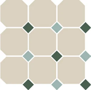 Керамогранит TopCer Octagon New 4416 Oct18+13-B White Octagon 16/Green 18 + Turquoise 13 Dots 30x30 матовый
