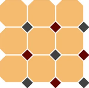 Octagon New 4421 Oct14+20-A Ochre Yellow Octagon 21/Black 14 + Brick Red 20 Dots