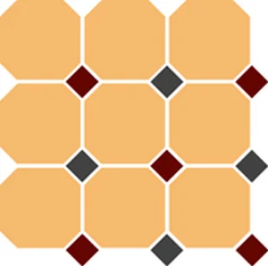 Керамогранит TopCer Octagon New 4421 Oct20+14-B Ochre Yellow Octagon 21/Brick Red 20 + Black 14 Dots 30x30 матовый