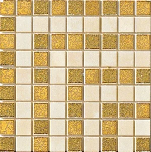 Вставка Versace Vanitas Girospecchio Greca Beige Gold 37280 9,8x9,8 матовая