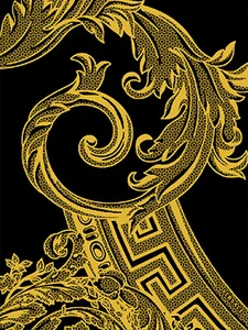 Декоративный элемент Versace Alphabet Decori Nero-Oro 48932 14,5x19,4 глянцевый