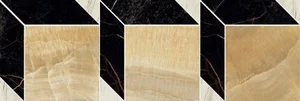 Мозаика Versace Marble Mos.Cube Nero-Oro-Bianco 240852 19,5x58,5 лаппатированная
