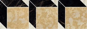 Мозаика Versace Marble Mos.Dec.Cube Nero-Oro-Bianco 240862 19,5x58,5 лаппатированная