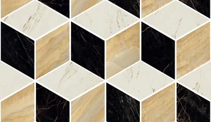 Мозаика Versace Marble Mos.T3 3D Marrone/Oro/Bianco 240840 17x29,1 лаппатированная