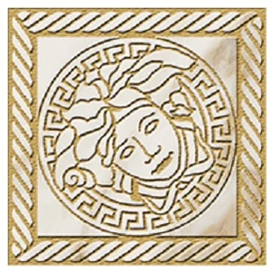 Вставка Versace Maximvs Angolo Greca Sabbiato Calacatta Bright/Oro Lux G0067842 10x10 полированная