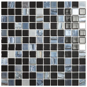 Мозаика Vidrepur Astra Мозаика Astra Black Mix (на сетке) 53378607 31,7x31,7 глянцевая, рельефная