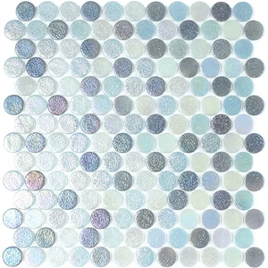 Мозаика Vidrepur Circle Aqua Black Mix 30x30 глянцевая