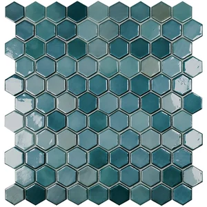 Мозаика Vidrepur 6003H Lux Green Hex (3.5x3.5) 30,7x31,7 глянцевая