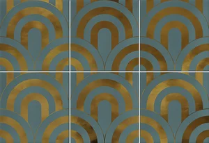 Плитка Vives Hanami Takada Turquesa Oro VIV-HAN-075 23x33,5 глянцевая