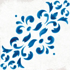 Декоративный элемент Wow Blanc Et Bleu Antique Decor 2 18,5x18,5 матовый