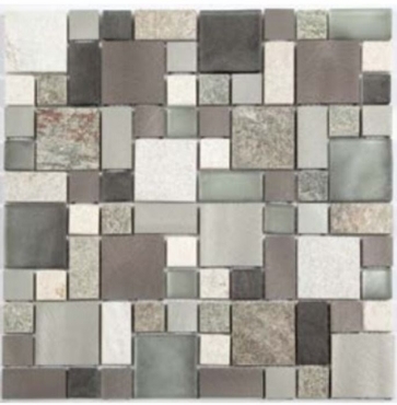 Мозаика Zodiac Glass Stone Aluminum Grey AG005 30x30 глянцевая