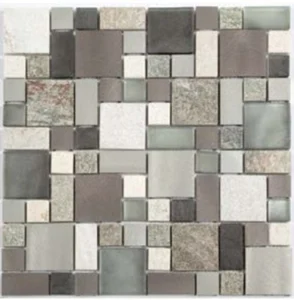 Мозаика Zodiac Glass Stone Aluminum Grey AG005 30x30 глянцевая