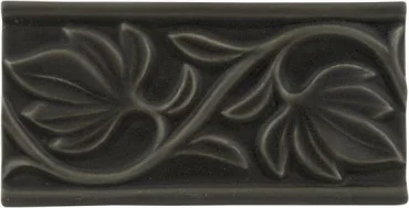 Бордюр Adex ADNT5029 Relieve Hojas Charcoal 7,5x15 матовый