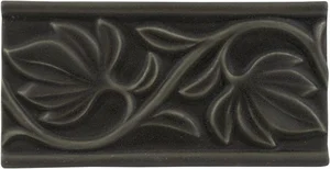 Бордюр Adex ADNT5029 Relieve Hojas Charcoal 7,5x15 матовый