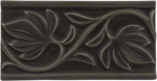 Бордюр Adex ADNT5029 Relieve Hojas Charcoal 7,5x15 матовый