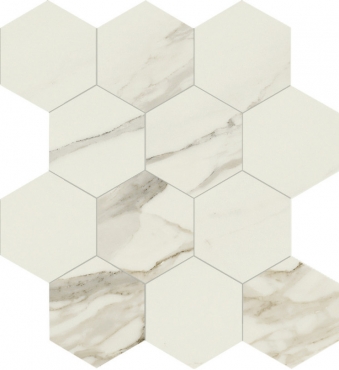 Мозаика Caesar Anima Calacatta Oro Comp. Esagono 28,5x33 полированная
