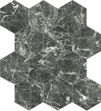 Мозаика Caesar Anima Grey St Laurent Comp. Esagono 28,5x33 полированная