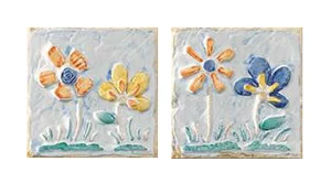Вставка Polis Dec. Fiore Azzurro/Beige AB 10x10 глянцевая