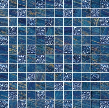 Мозаика Brennero Mosaico Lux Mix Quadretti Blu 30x30 лаппатированная