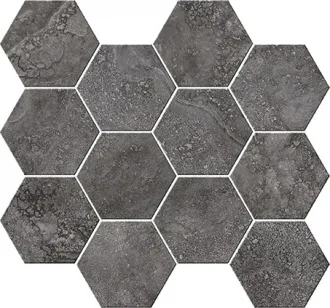 Italian Icon Cross Cut Black Mosaico Esagoni T12 Nat