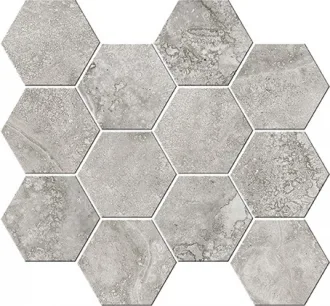 Italian Icon Cross Cut Grey Mosaico Esagoni T12 Nat