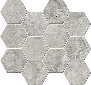 Мозаика Cisa Italian Icon Cross Cut Grey Mosaico Esagoni T12 Nat 32,8x35 матовая