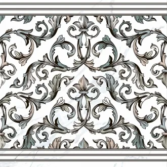 Marbles Dec. Cenefa Malaquita Blanco Rect.
